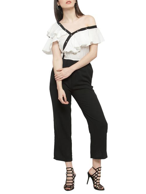 off shoulder ruffled full leg jumpsuit - 14919726 - Standard Image - 1