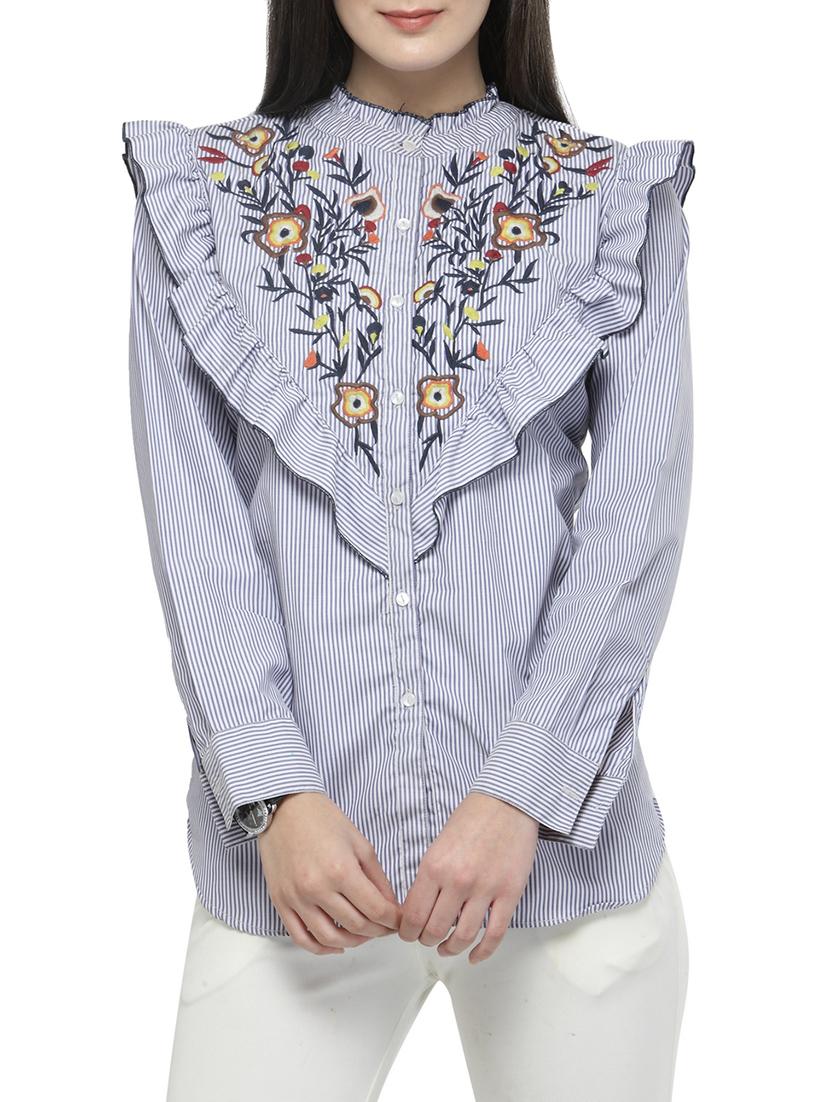blue striped embroidered shirt - 14919728 - Zoom Image - 1
