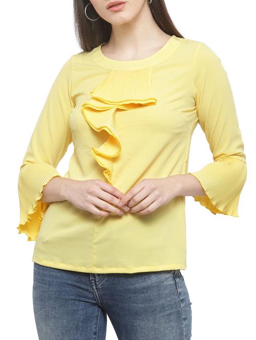 solid yellow ruffled top - 14919781 - Standard Image - 1