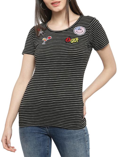 black striped cotton tee - 14919783 - Standard Image - 1
