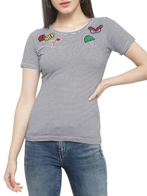 black striped cotton tee - 14919786 - Standard Image - 1