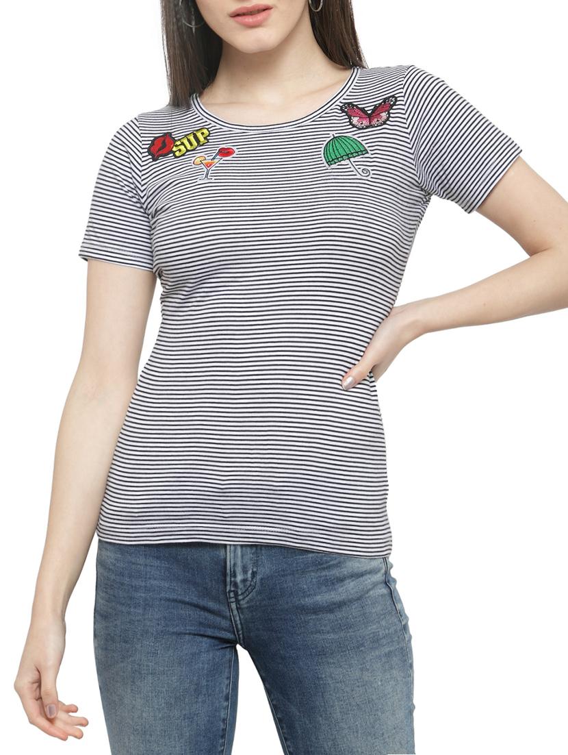 black striped cotton tee - 14919786 - Zoom Image - 1