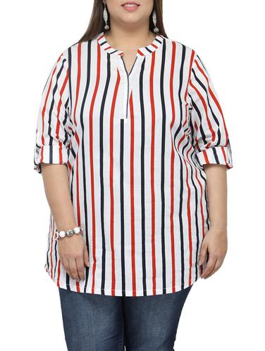 white striped plus tunic - 14919788 - Very Small Image - 1