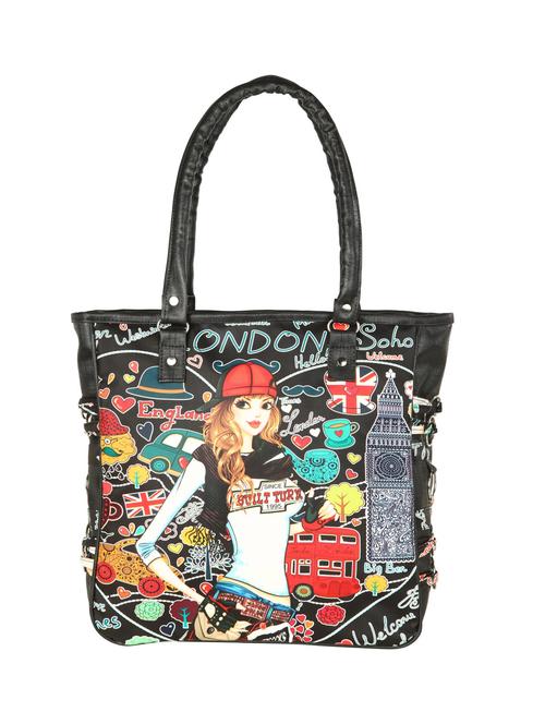 Black leatherette (pu) regular handbag - 14919873 - Standard Image - 1