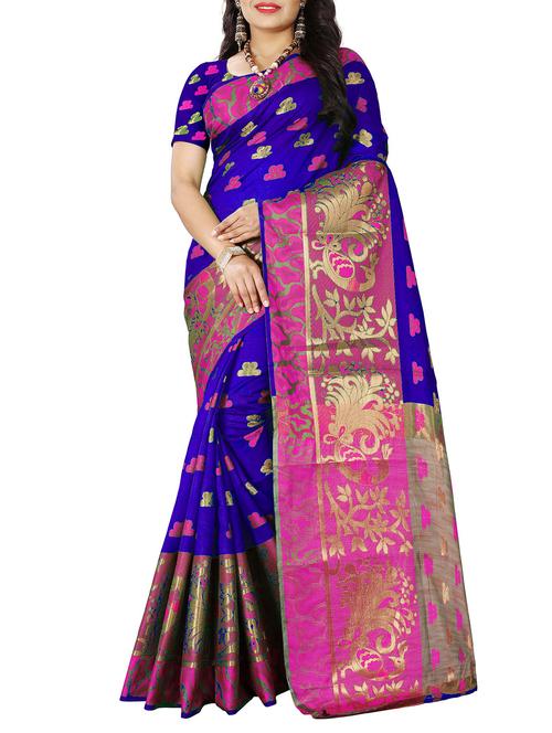 blue silk blend banarasi saree - 14920154 - Standard Image - 1