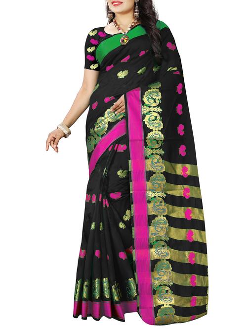 black silk blend banarasi saree - 14920158 - Standard Image - 1