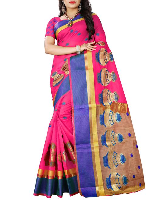 pink silk blend banarasi saree - 14920212 - Standard Image - 1