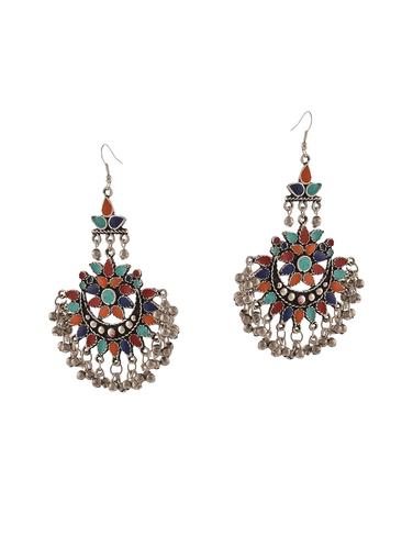 multi colored silver plated chandelier earrings - 14920475 - Very Small Image - 1
