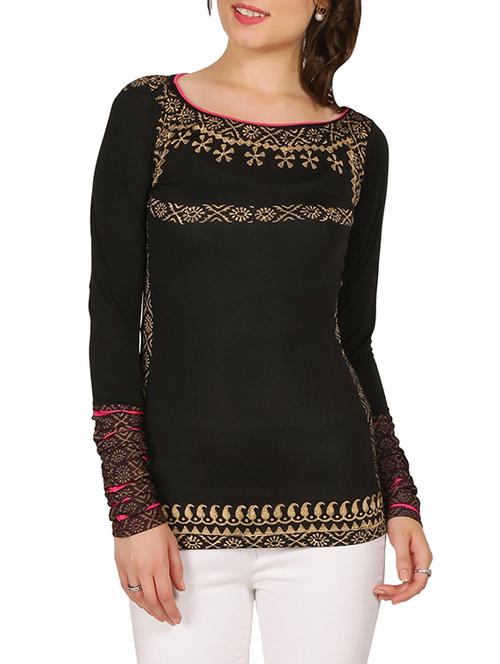 black printed full sleeved top - 14920530 - Very Small Image - 1