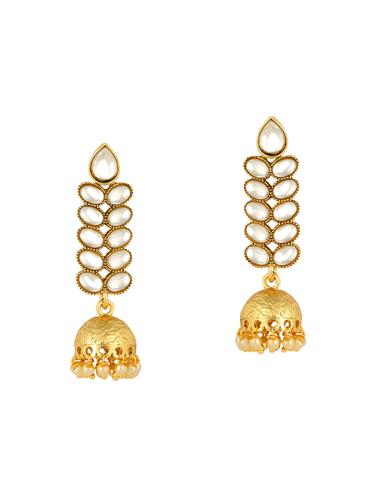 gold brass jhumka earrings - 14920562 - Very Small Image - 1