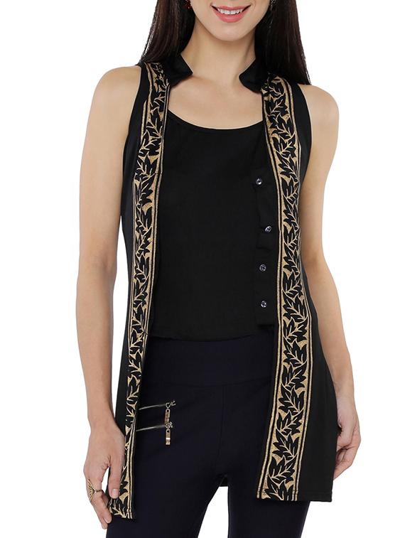 black synthetic layered kurti - 14920615 - Zoom Image - 1