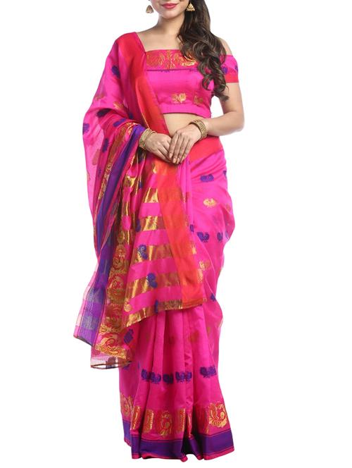 pink cotton silk bhagalpuri saree with blouse - 14921164 - Standard Image - 1
