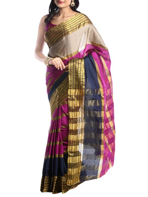 purple woven saree with blouse - 14921170 - Very Small Image - 1