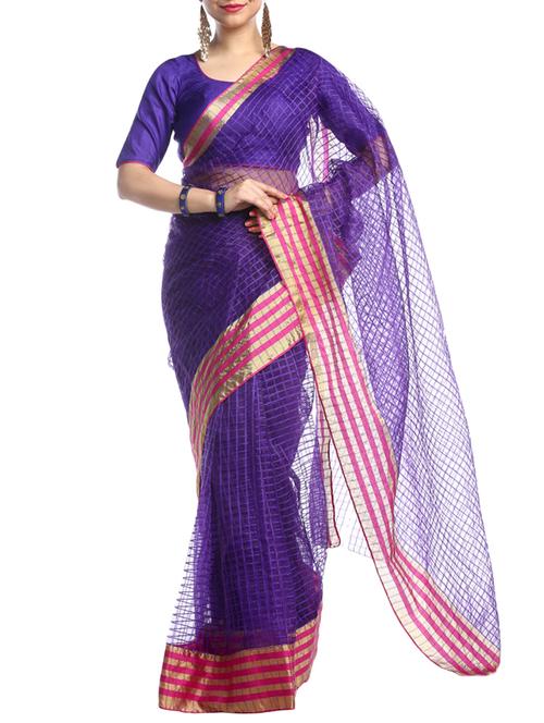 purple cotton silk bhagalpuri saree with blouse - 14921174 - Very Small Image - 1