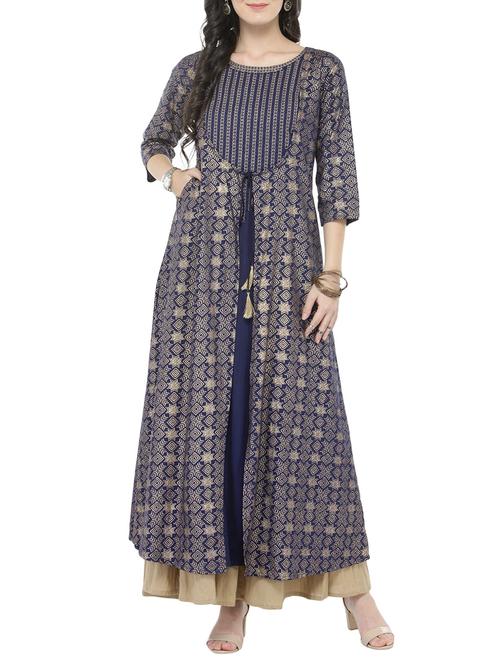 Embroidered dwrastring kurta with palazzo set - 14921204 - Standard Image - 1