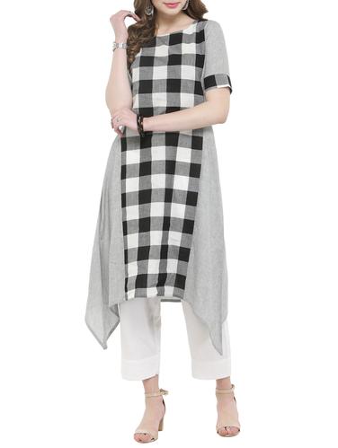 Asymmetric kurta with pant set - 14921205 - Very Small Image - 1