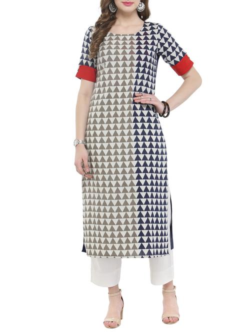 Geometric straight kurta & straight pant - 14921208 - Standard Image - 1