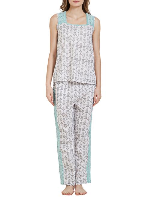 white printed sleepwear pajama set - 14921217 - Standard Image - 1