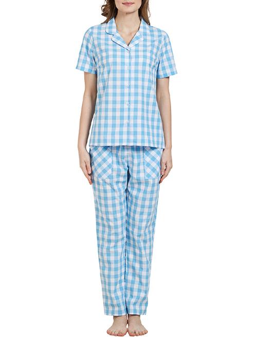 blue printed sleepwear pajama set - 14921219 - Standard Image - 1