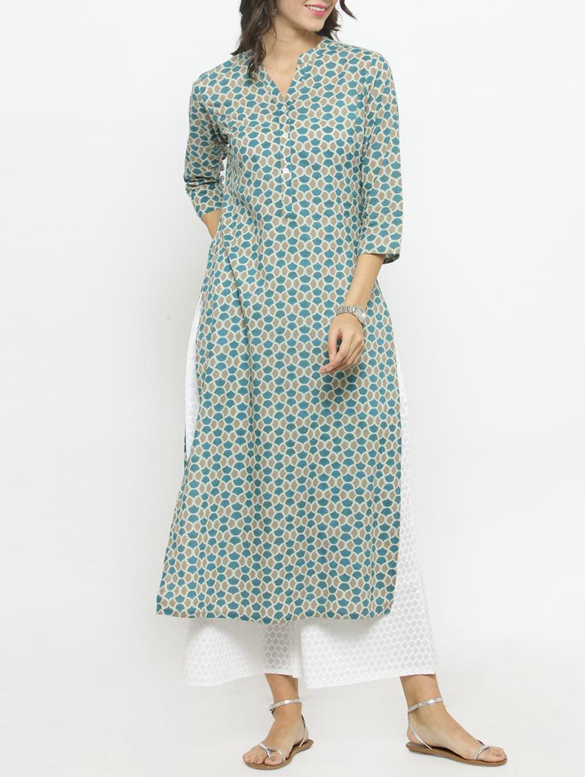 multi cotton kurta palazzo set - 14921221 - Zoom Image - 1