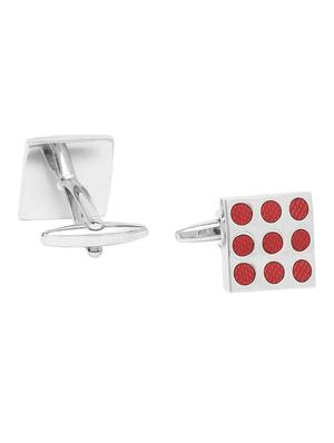 red micro fiber tie with pocket square and cufflinks - 14921248 - Standard Image - 3