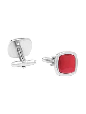 red micro fiber tie with tie pin, pocket square, cufflinks and brooch - 14921284 - Standard Image - 3