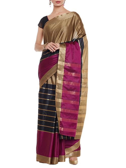 black woven saree with blouse - 14921337 - Very Small Image - 1