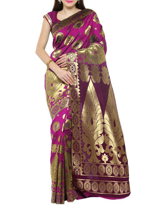 pink art silk woven saree with blouse - 14921338 - Very Small Image - 1