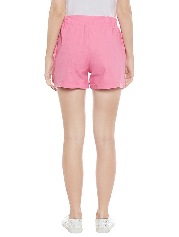 solid pink cotton shorts - 14921410 - Zoom Image - 3