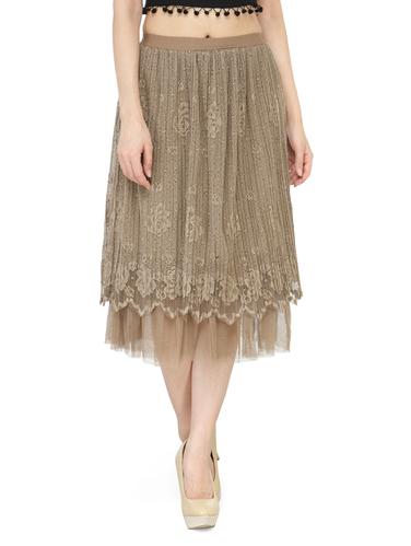 beige georgette a-line skirt - 14921451 - Very Small Image - 1