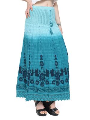 blue cotton ombre printed maxi skirt - 14921469 - Standard Image - 2