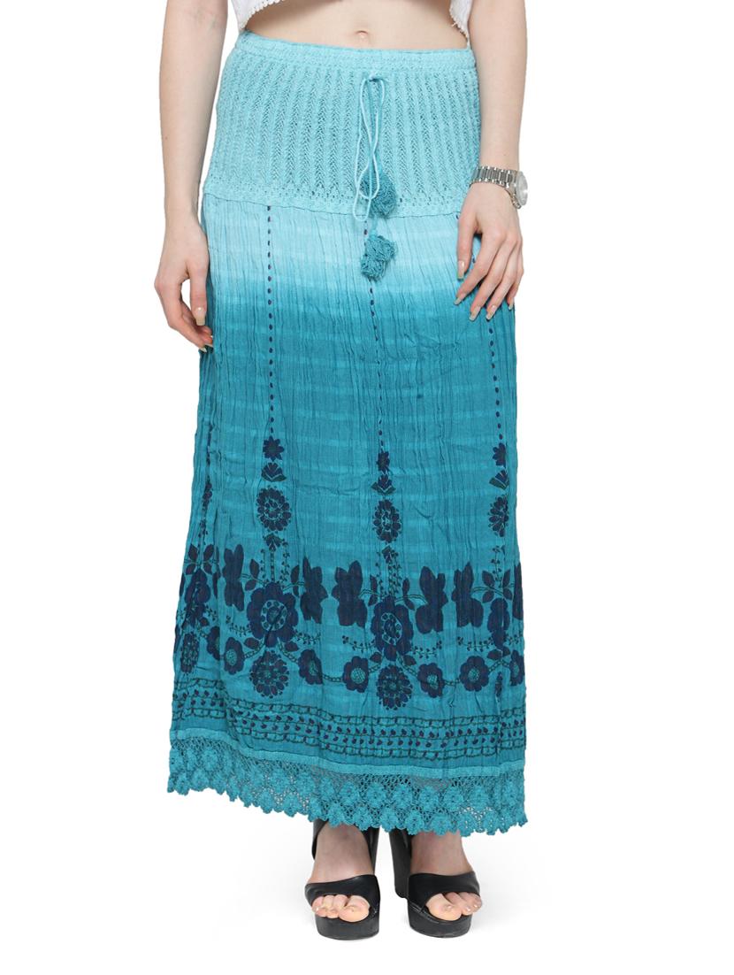 blue cotton ombre printed maxi skirt - 14921469 - Zoom Image - 1