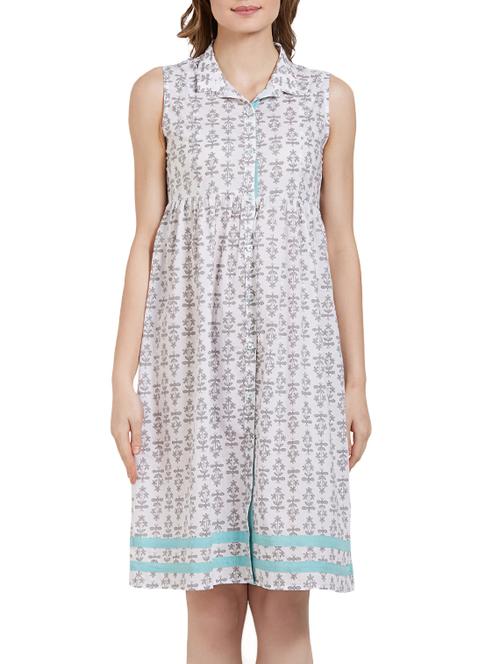 white cotton printed nighty - 14921571 - Standard Image - 1