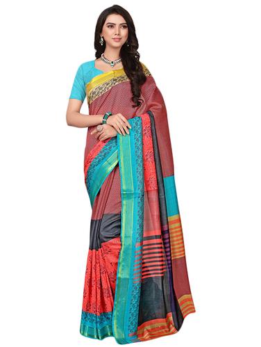 multi cotton silk printed saree with blouse - 14922255 - Very Small Image - 1