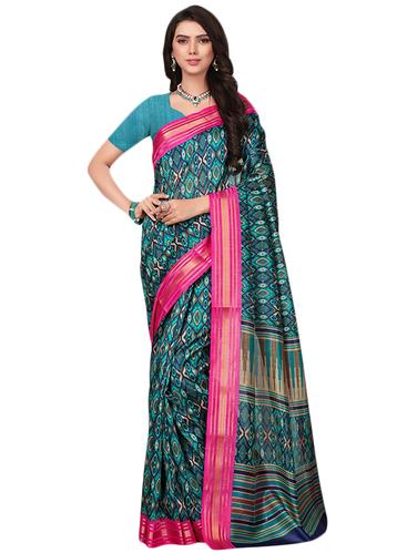 green kora silk ikat saree with blouse - 14922266 - Very Small Image - 1