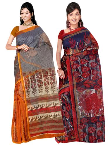 multi net combos saree with blouse - 14922288 - Very Small Image - 1