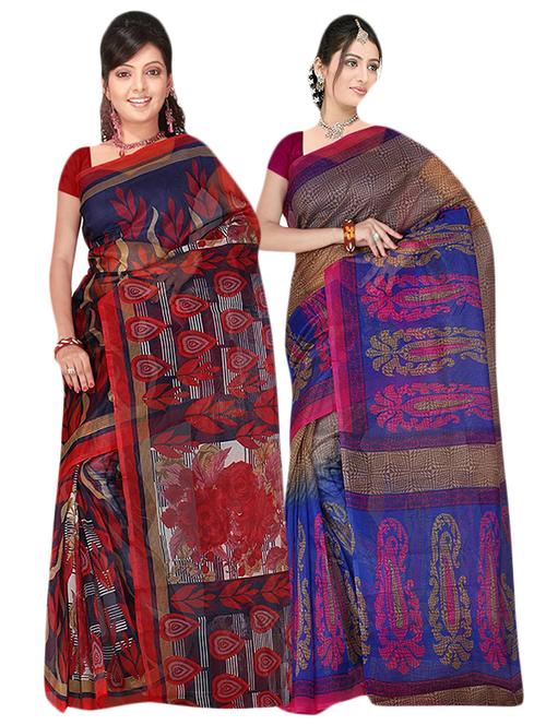 multi net combos saree with blouse - 14922292 - Standard Image - 1