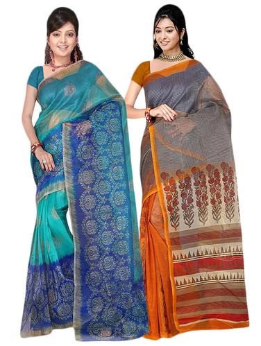 multi net combos saree with blouse - 14922297 - Very Small Image - 1