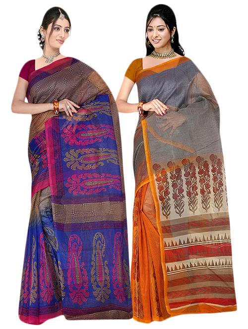 multi net combos saree with blouse - 14922298 - Standard Image - 1