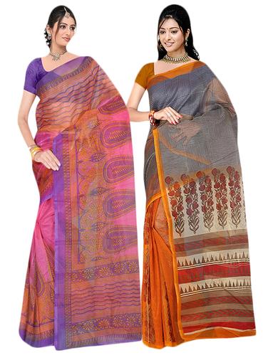 multi net combos saree with blouse - 14922299 - Very Small Image - 1