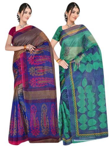 multi net combos saree with blouse - 14922306 - Very Small Image - 1