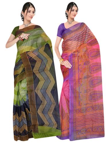 multi net combos saree with blouse - 14922311 - Very Small Image - 1