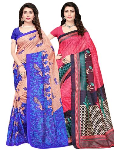 multi cotton silk combos saree with blouse - 14922315 - Very Small Image - 1