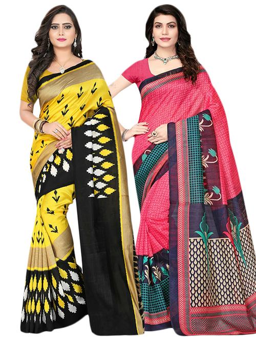 multi cotton silk combos saree with blouse - 14922316 - Standard Image - 1