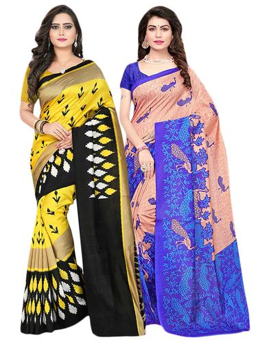 multi cotton silk combos saree with blouse - 14922317 - Very Small Image - 1