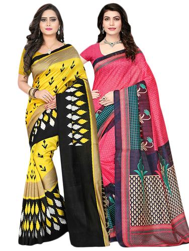 multi cotton silk combos saree with blouse - 14922318 - Very Small Image - 1
