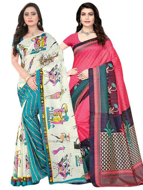 multi cotton silk combos saree with blouse - 14922319 - Standard Image - 1