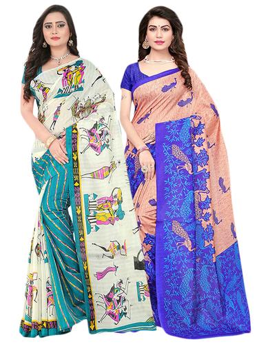 multi cotton silk combos saree with blouse - 14922324 - Very Small Image - 1