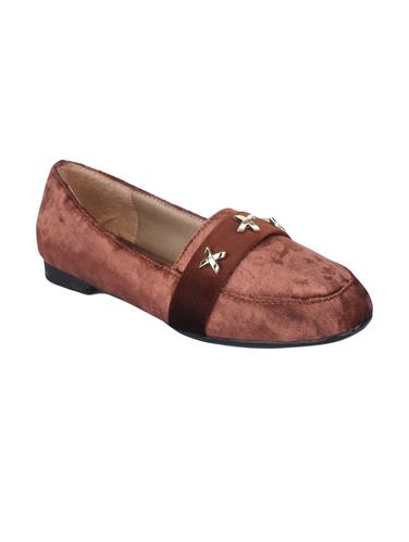 brown velvet slip on ballerina - 14922593 - Very Small Image - 1