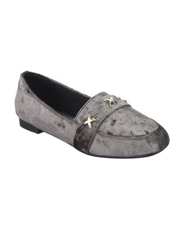 grey velvet slip on ballerina - 14922594 - Very Small Image - 1